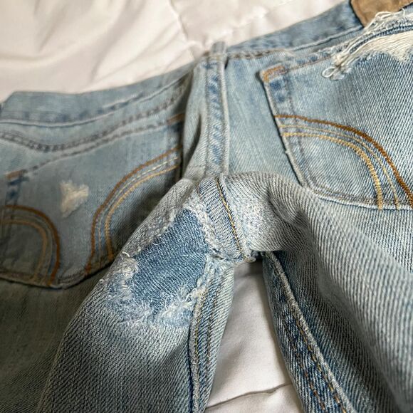 Vintage Y2K Low Rise Light Wash Distressed Cali Flare Jeans from Hollister 1R - Picture 7 of 8